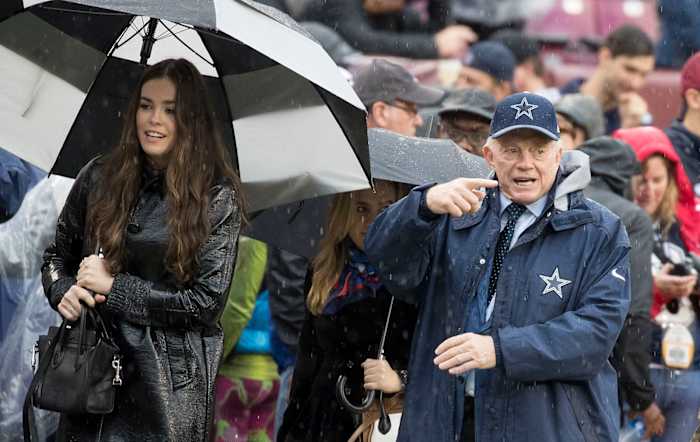 Jerry Jones in the rain
